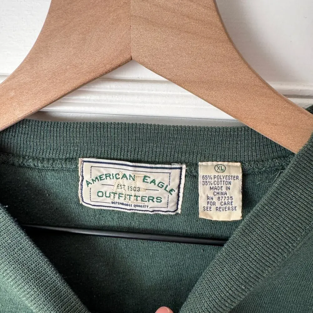 Vintage American Eagle Outfitters Forest Green Bass Fishing Sweatshirt Size XL - Picture 4 of 4